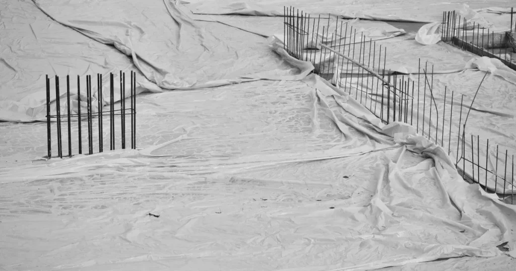 Covered foundations and exposed rebar on a building site, the stage SEO for startups starts from